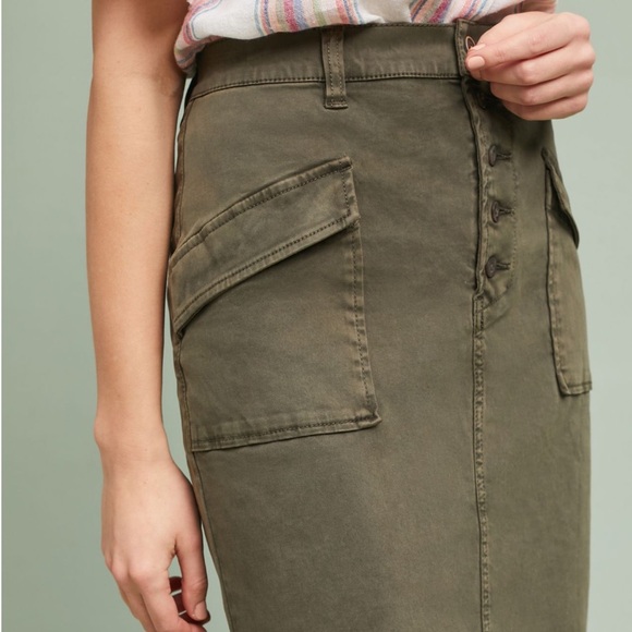 Anthro Pilcro Khaki Green Chino Skirt Sz 10 - Picture 3 of 10